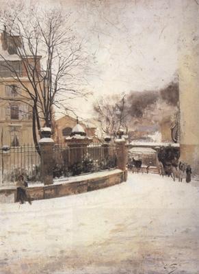 Edouard Castres Snowed up Street in Paris (nn02) oil painting picture